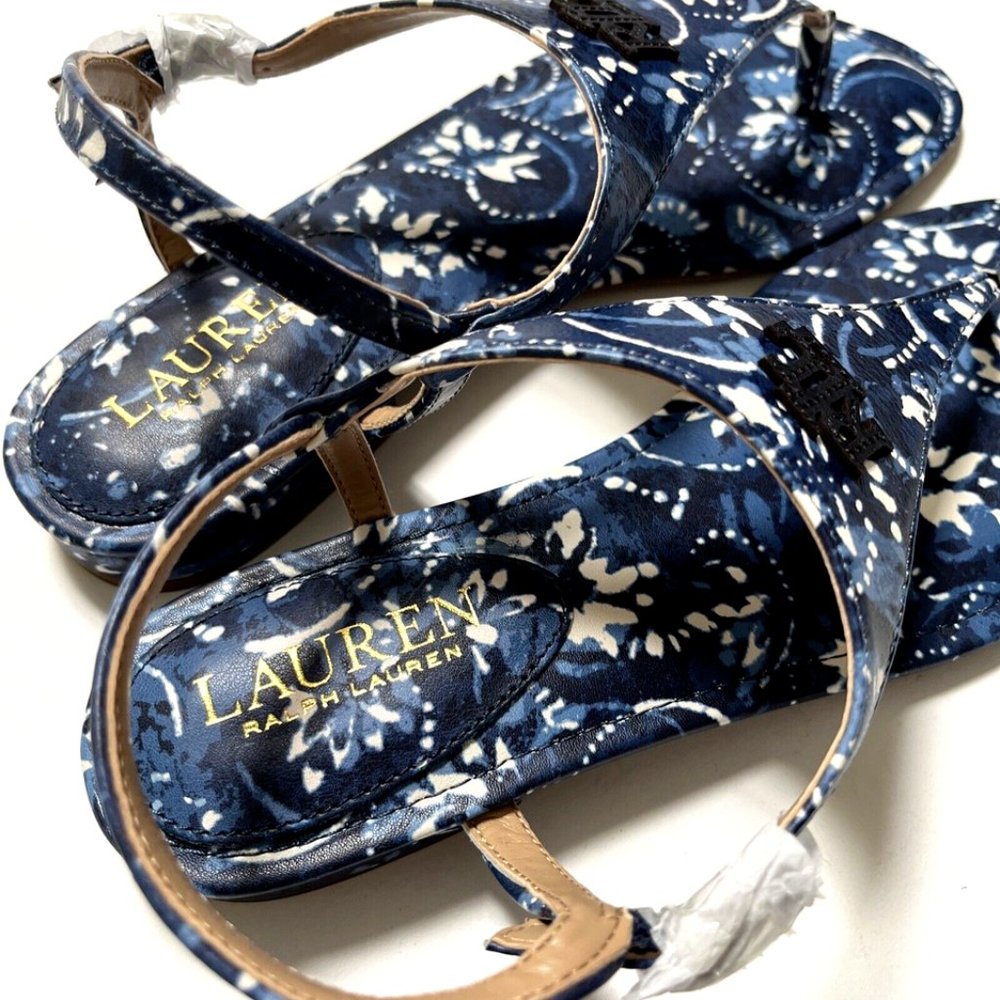 Ralph Lauren Ellington Blue Floral Thong Sandals Women's Size 9 NWOB Summer - Picture 6 of 9
